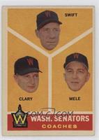 Washington Senators Coaches (Bob Swift, Ellis Clary, Sam Mele)