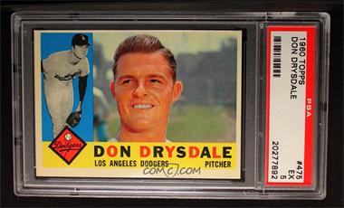 1960 Topps - [Base] #475 - Don Drysdale [PSA 5 EX]