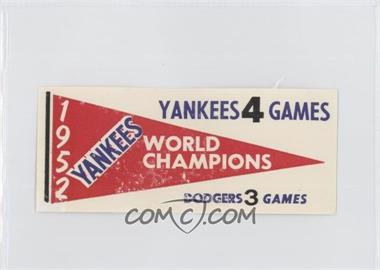 1961 Fleer Baseball Greats - World Series Pennant Decals #1952 - 1952 New York Yankees [Good to VG‑EX]