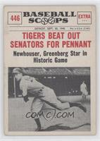 Tigers Beat Out Senators for Pennant [Good to VG‑EX]