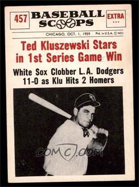 1961 Nu-Cards Baseball Scoops - [Base] #457 - Ted Kluszewski [EX]