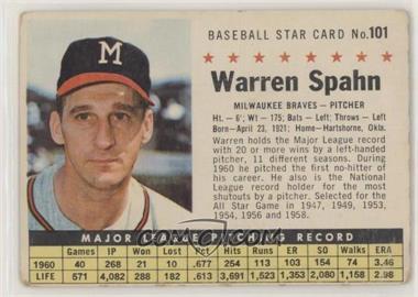 1961 Post - [Base] #101.2 - Warren Spahn (Perforated) [Good to VG‑EX]