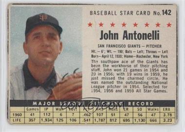 1961 Post - [Base] #142.1 - Johnny Antonelli (Hand Cut)