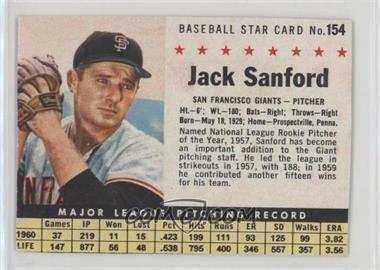 1961 Post - [Base] #154 - Jack Sanford [Poor to Fair]