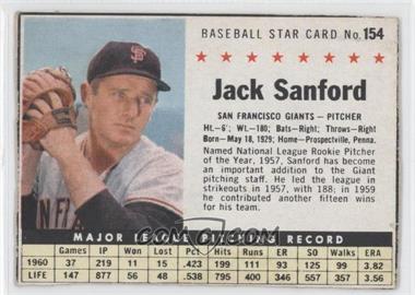 1961 Post - [Base] #154 - Jack Sanford [Poor to Fair]