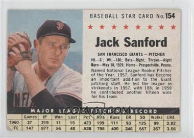 1961 Post - [Base] #154 - Jack Sanford [Poor to Fair]