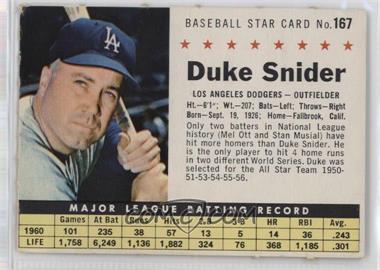 1961 Post - [Base] #167.2 - Duke Snider (Perforated)