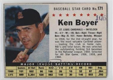 1961 Post - [Base] #171.1 - Ken Boyer (hand cut)