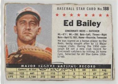 1961 Post - [Base] #188.1 - Ed Bailey (Hand Cut) [Good to VG‑EX]