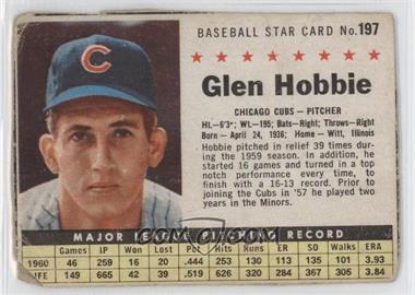 1961 Post - [Base] #197.1 - Glen Hobbie (Hand Cut) [Poor to Fair]