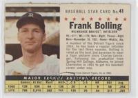 Frank Bolling (Perforated, Traded from Detroit Tigers, AL in 1960., Charley Geh…