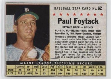 1961 Post - [Base] #62.1 - Paul Foytack (Hand Cut)