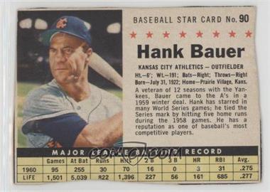 1961 Post - [Base] #90.1 - Hank Bauer (Hand Cut) [Poor to Fair]