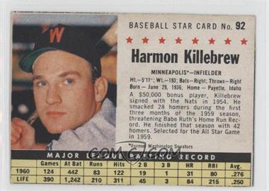 1961 Post - [Base] #92.1 - Harmon Killebrew (Hand Cut, Minneapolis)