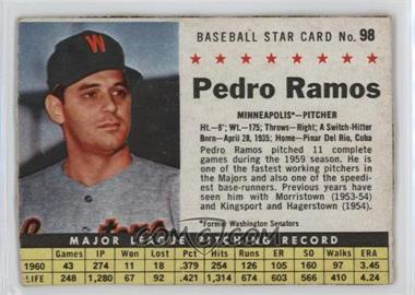 1961 Post - [Base] #98.1 - Pedro Ramos (Hand Cut, Minneapolis)