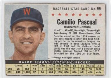 1961 Post - [Base] #99.1 - Camilo Pascual (Hand Cut, Minneapolis) [Good to VG‑EX]