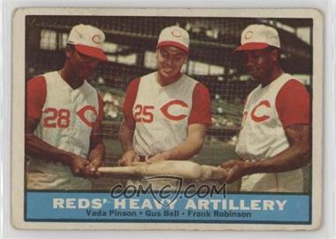 1961 Topps - [Base] #25 - Reds' Heavy Artillery (Vada Pinson, Gus Bell, Frank Robinson) [Poor to Fair]