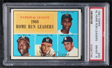 1961 Topps - [Base] #43 - League Leaders - Ernie Banks, Hank Aaron, Eddie Mathews, Ken Boyer [PSA 8 NM‑MT]