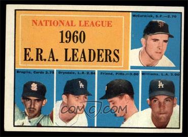 1961 Topps - [Base] #45 - League Leaders - Mike McCormick, Ernie Broglio, Don Drysdale, Bob Friend, Stan Williams [VG EX]