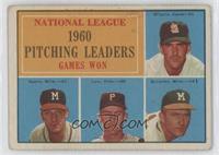 League Leaders - Ernie Broglio, Warren Spahn, Vern Law, Lou Burdette (Vertical …