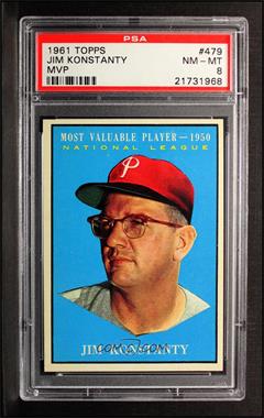 1961 Topps - [Base] #479 - Most Valuable Players - Jim Konstanty [PSA 8 NM‑MT]