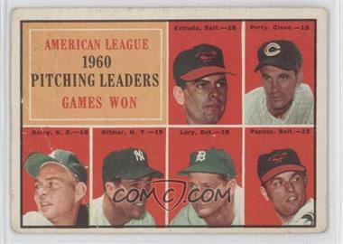 1961 Topps - [Base] #48 - League Leaders - Chuck Estrada, Jim Perry, Bud Daley, Art Ditmar, Frank Lary, Milt Pappas (Jim Perry Listed with Wrong Team on Back) [Poor to Fair]