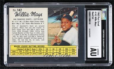 1962 Jell-O - [Base] #142 - Willie Mays [CGC Authentic]