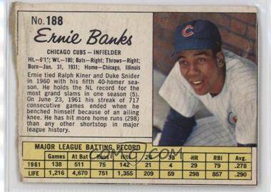 1962 Jell-O - [Base] #188 - Ernie Banks [Poor to Fair]