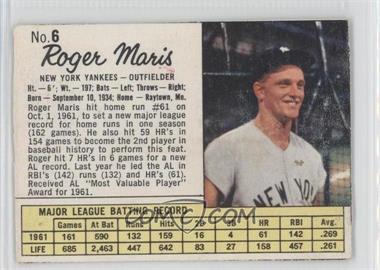 1962 Jell-O - [Base] #6 - Roger Maris [Authentic]