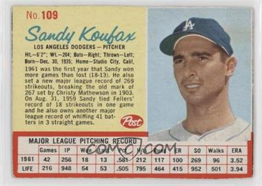 1962 Post - [Base] #109.1 - Sandy Koufax (red grid)