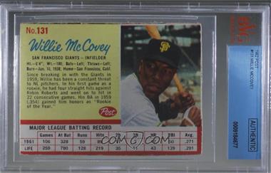 1962 Post - [Base] #131 - Willie McCovey [BVG Authentic]