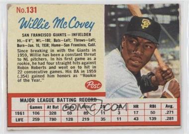1962 Post - [Base] #131 - Willie McCovey [Good to VG‑EX]