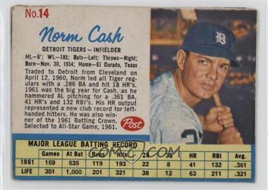 1962 Post - [Base] #14.1 - Norm Cash (Throws Right)