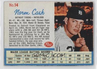 1962 Post - [Base] #14.1 - Norm Cash (Throws Right)