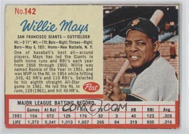 1962 Post - [Base] #142 - Willie Mays [Good to VG‑EX]