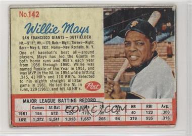 1962 Post - [Base] #142 - Willie Mays [Poor to Fair]