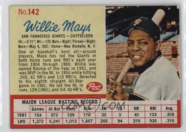 1962 Post - [Base] #142 - Willie Mays