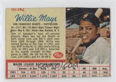 1962 Post - [Base] #142 - Willie Mays [Good to VG‑EX]