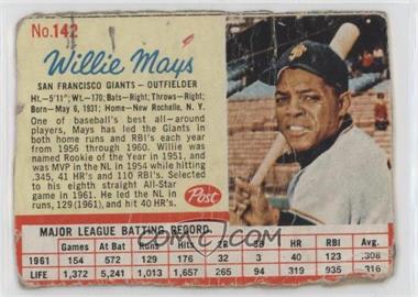 1962 Post - [Base] #142 - Willie Mays [Poor to Fair]