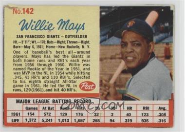 1962 Post - [Base] #142 - Willie Mays [COMC RCR Poor]