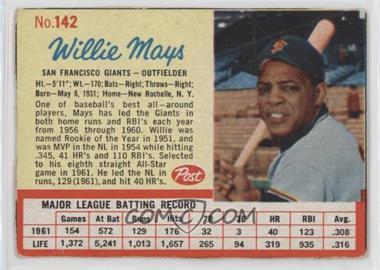 1962 Post - [Base] #142 - Willie Mays