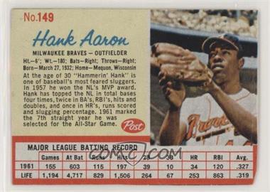 1962 Post - [Base] #149 - Hank Aaron [Good to VG‑EX]