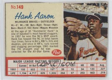 1962 Post - [Base] #149 - Hank Aaron [Good to VG‑EX]
