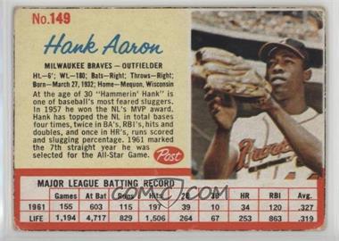 1962 Post - [Base] #149 - Hank Aaron [Good to VG‑EX]