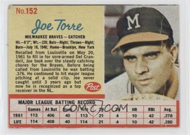 1962 Post - [Base] #152 - Joe Torre [Poor to Fair]