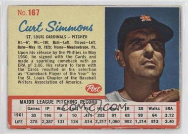 1962 Post - [Base] #167 - Curt Simmons