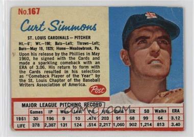 1962 Post - [Base] #167 - Curt Simmons