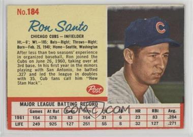 1962 Post - [Base] #184 - Ron Santo [Noted]