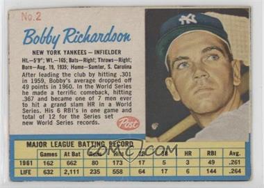 1962 Post - [Base] #2 - Bobby Richardson