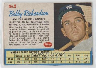 1962 Post - [Base] #2 - Bobby Richardson